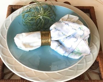 Hammered Brass Napkin Rings Set of 5 | Brass Round Napkin Holders Set of 5 | Round Napkin Ring Holder | Vintage Napkin Holder