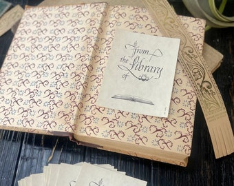 Vintage Ex Libris Bookplates “From the Library Of” – Set of 10 Gummed Bookplate Labels, c.1980s | Made in USA