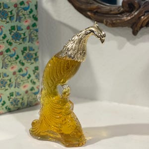 Vintage Avon “Bird of Paradise” Perfume Decanter Full & Unused with original Box | 1970s Avon Clear Glass Bird Bottle with Gold-Tone Head