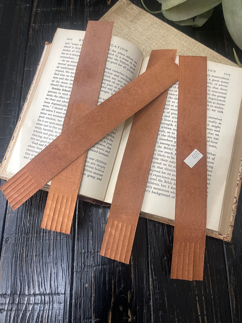 Italian Fringed Leather Bookmark Set of 4 image 5