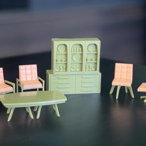 Vintage Toy Doll House Furniture Set of 6 / 1970s Miniature Doll