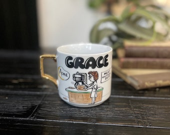 Vintage 1970's Coffee Mug Cup with Name "Grace" Mug