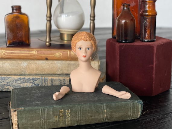 Vintage Porcelain Doll Head Hands Set Half Doll Pin DIY Pincushion Half Doll Etsy