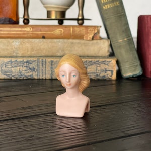 Vintage  Porcelain Doll Head / Half Doll Pin / DIY Pincushion Half Doll
