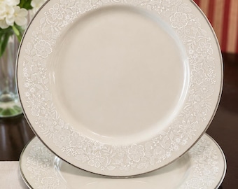 Vintage Gorham Bridal Bouquet Dinner Plates – Set of 4 | Fine China | Platinum Trim | 10 5/8” | Made in USA