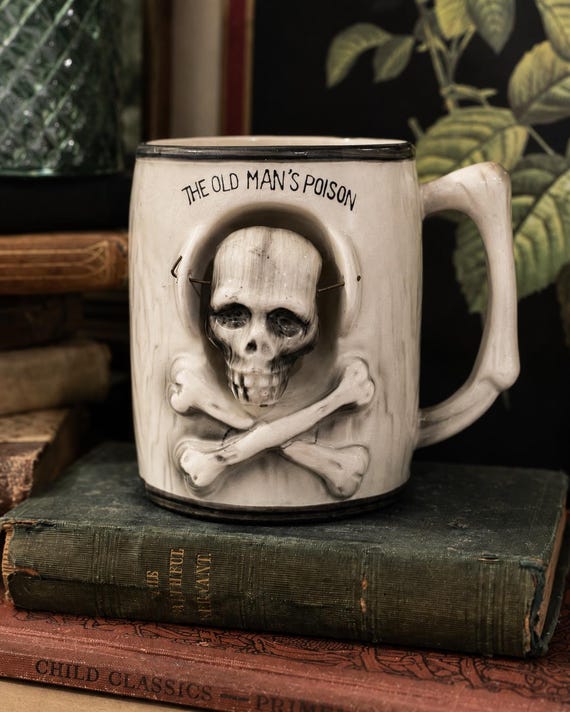 Vintage the Old Man's Poison Skull Nodder Mug Japan | 3D Skull