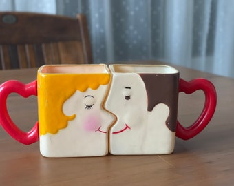 Vintage "We're A Perfect Match" Mug Set