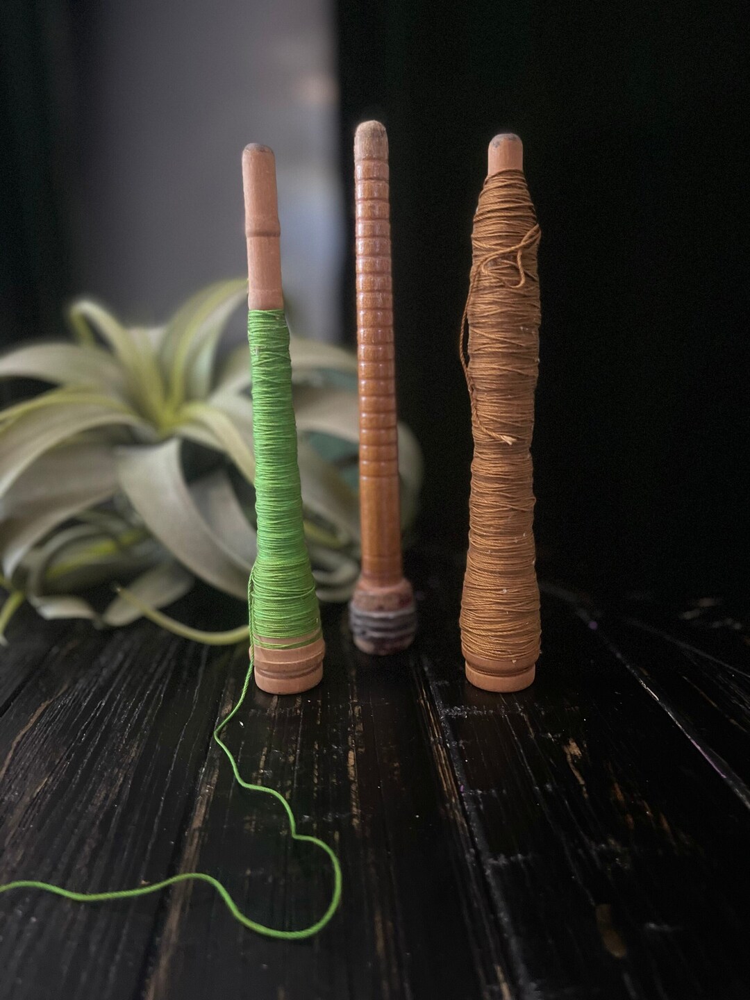Antique Wood Turned Bobbin Spindles Set of 3 Etsy