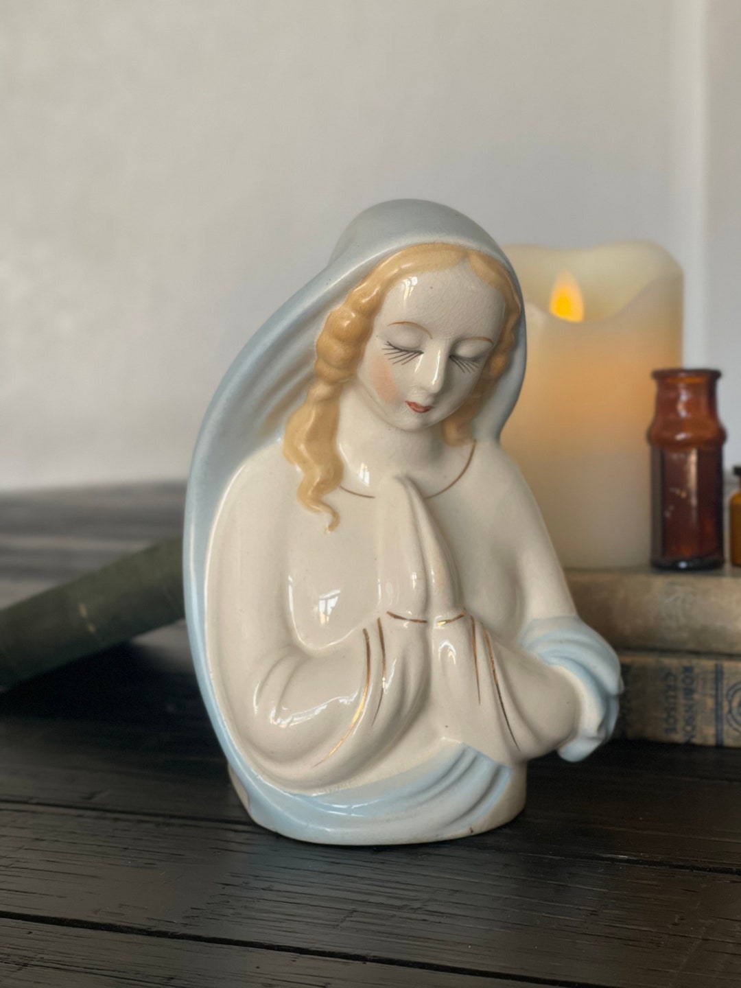 Elegant Virgin Mary With Praying Hands Porcelain Bust Vase - Etsy