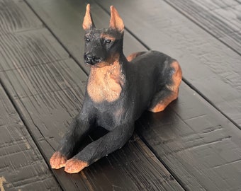 Vintage "Sitting Guard" Doberman Pinscher Dog Figurine