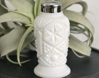 Vintage McKee Kemple Milk Glass Salt Shaker | Holiday Pattern Milk Glass | Farmhouse Kitchen Decor | Collectible Milk Glass