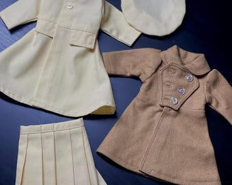 Vintage Doll Clothes Lot | 7–8 Inch Doll Dresses, Skirt & Hat | Neutral Cream and Tan | Retro Doll Outfit Set