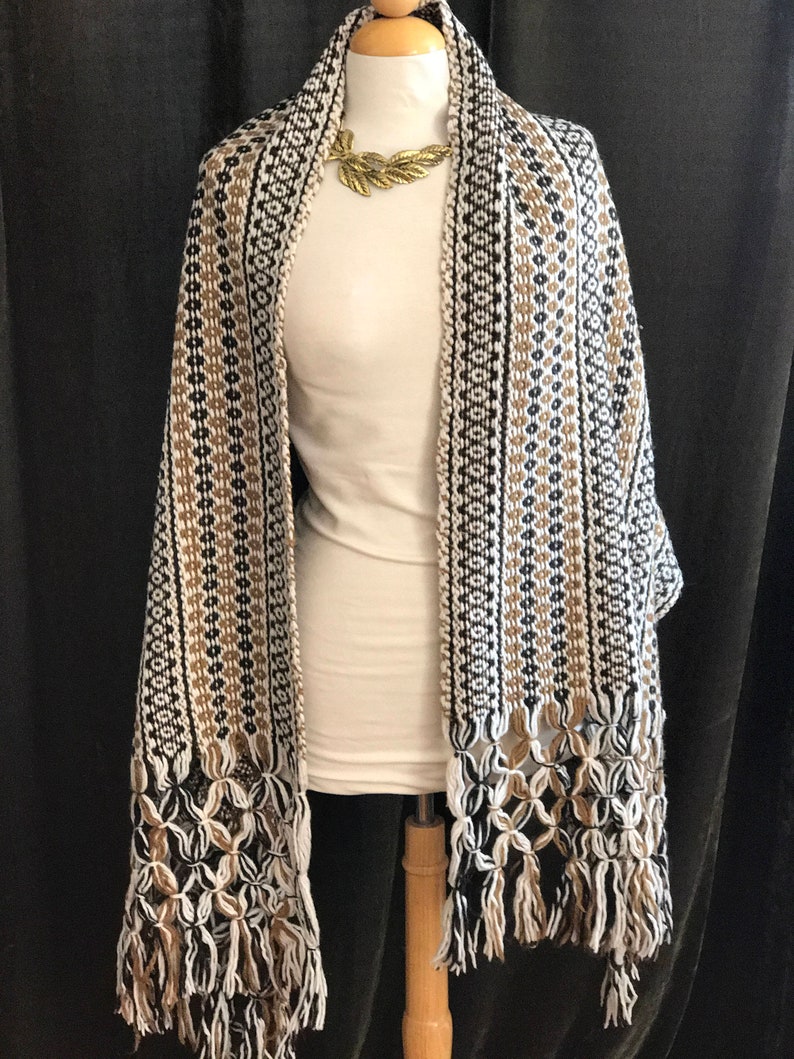 Southwestern Fringed Crochet Shawl / Crochet Wrap Scarf / Etsy