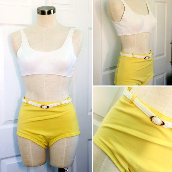 Original 1960s Two Piece Yellow Bathing Suit by Ca