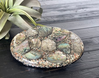 MCM Lucite Abalone Shell Oval Trivet by Design Gifts Intern'l Inc.