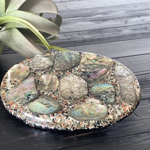 MCM Lucite Abalone Shell Oval Trivet by Design Gifts Intern'l Inc.