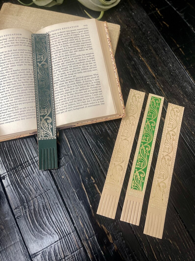 Italian Fringed Leather Bookmark Set of 4 image 3