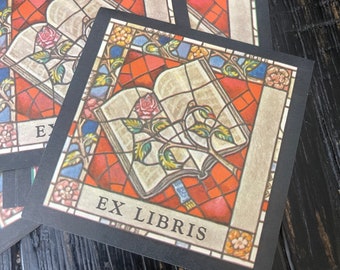 Ex-librīs "Stained Glass" Bookplate Tags Set of 15 c.1980