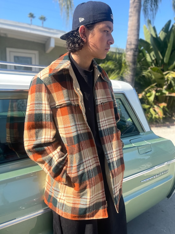 Vintage Pendleton Reversible Jacket Rust Brown Pl… - image 1