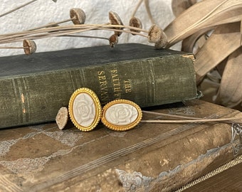 Vintage Rose Cameo Earrings by Hallmark Victorian Romance Earring Collection