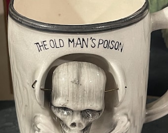 Vintage the Old Man's Poison Skull Nodder Mug Japan | 3D Skull