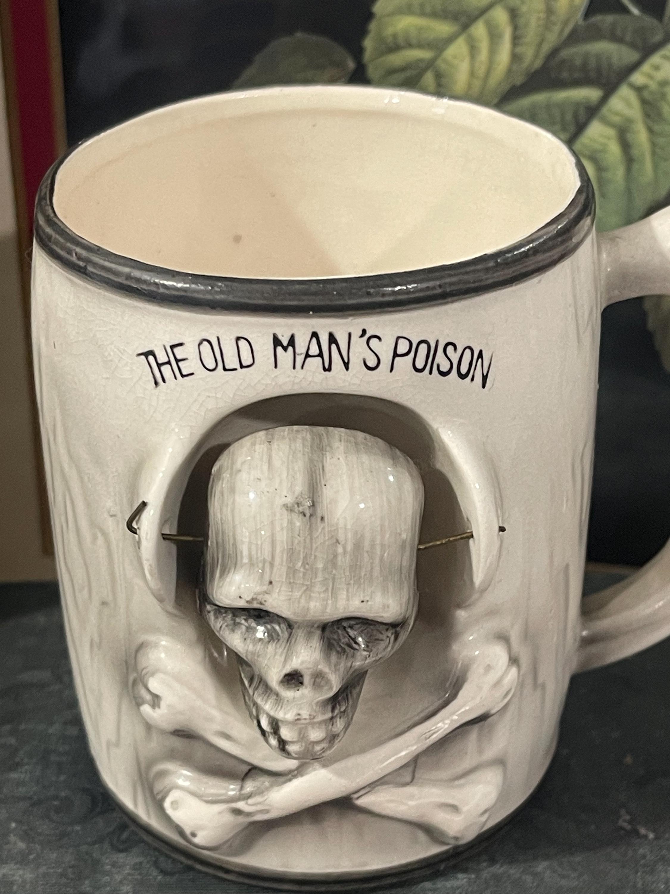 Vintage the Old Man's Poison Skull Nodder Mug Japan | 3D Skull