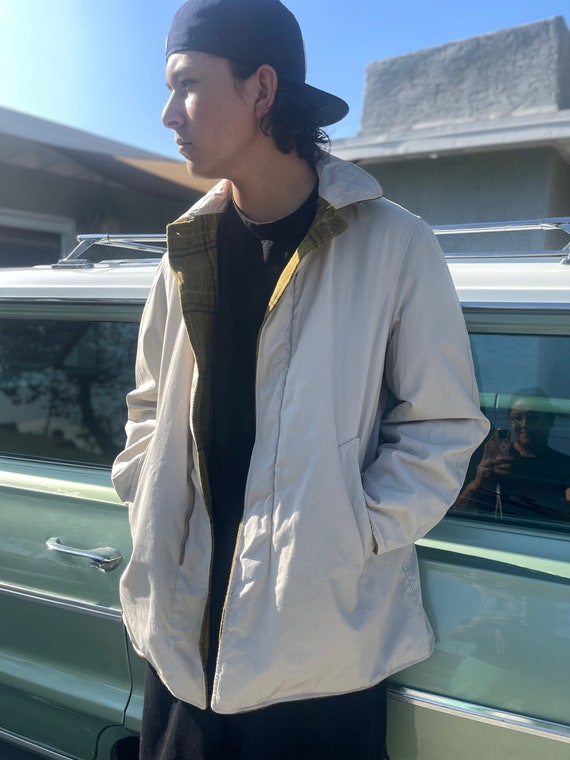 Vintage Pendleton Reversible Jacket Olive Plaid/K… - image 6