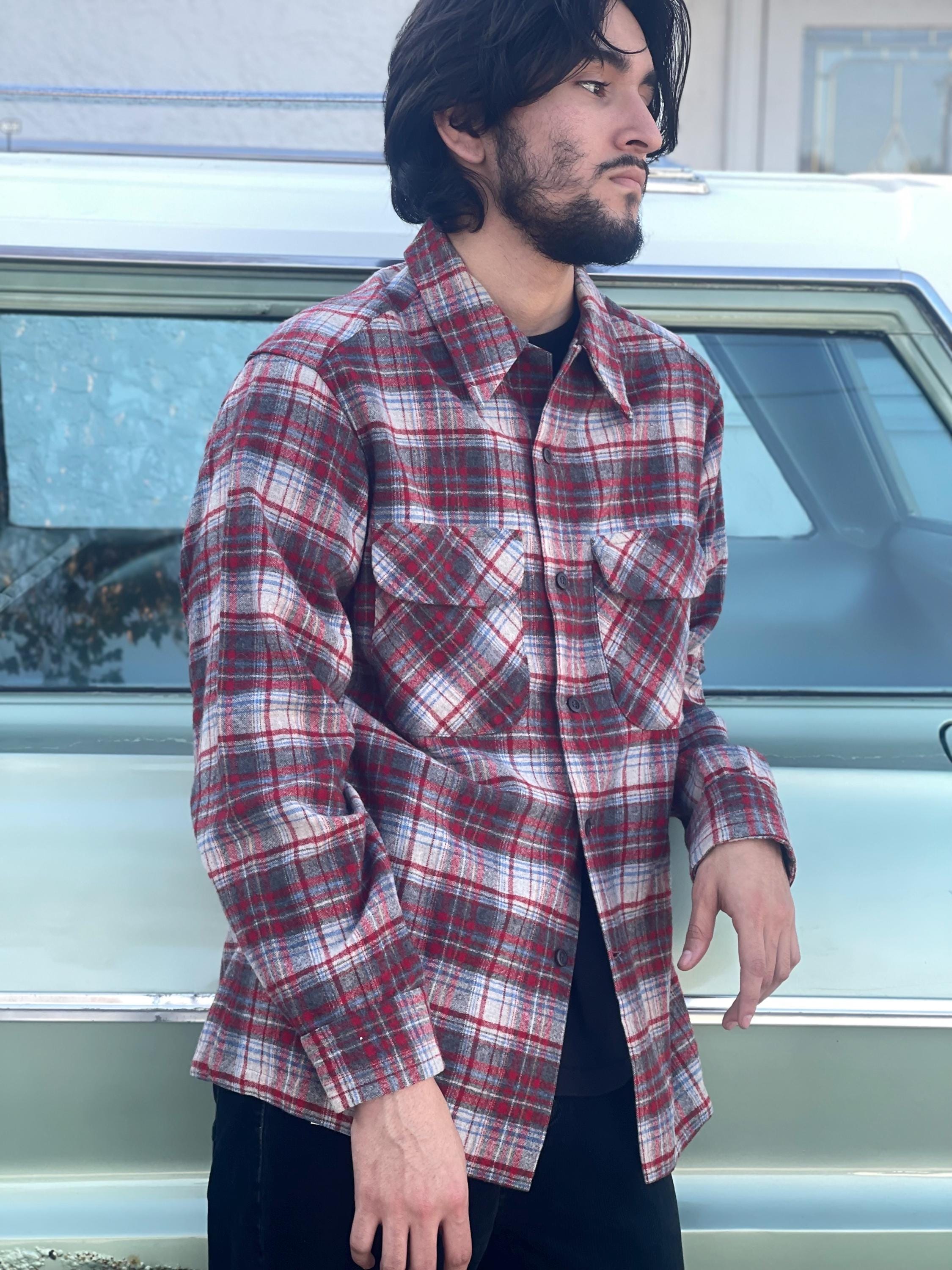 Vintage Pendleton Board Shirt (1970–1994 Era) – Red/blue/gray Wool