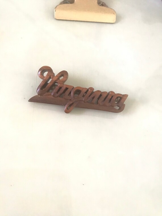 Vintage Hand Carved Personalized "Virginia" Name … - image 2