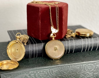 Beria Victorian Style Gold Tone Pocket Watch Photo Locket Necklace - 1 locket