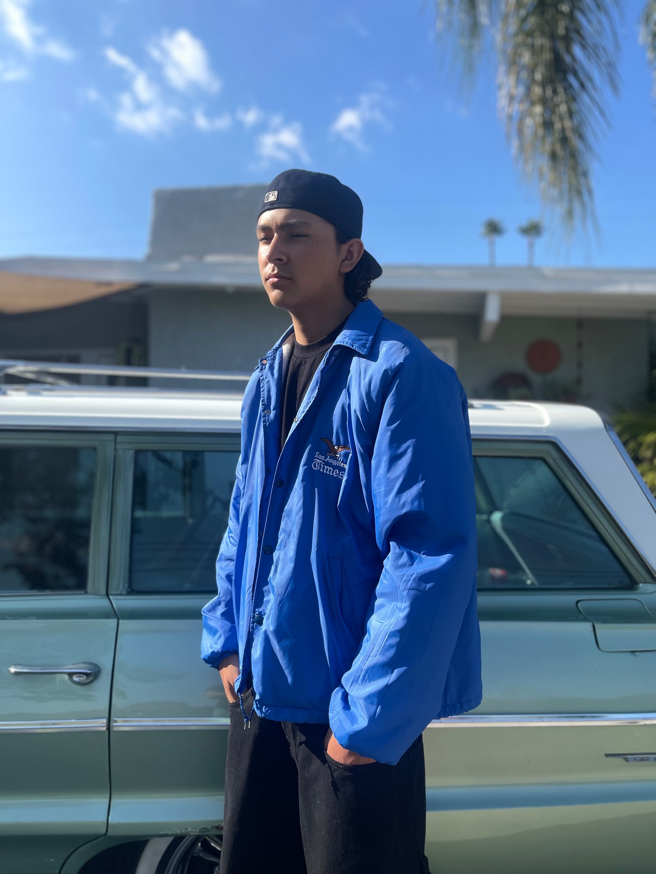 Vintage 80s Champion Los Angeles Times Embroidered Windbreaker