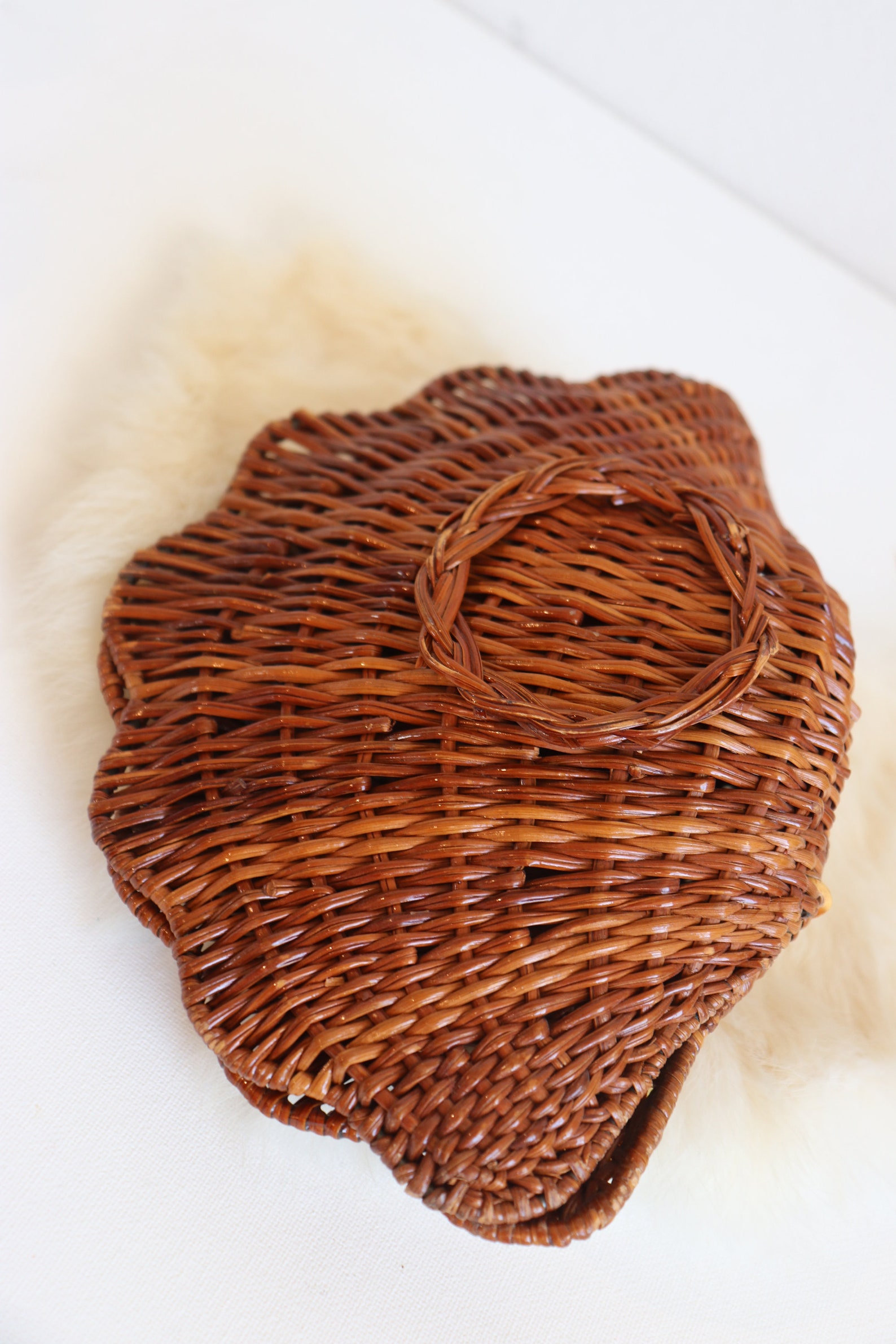 Wicker Rattan Clam Shell Basket Set of 3 Vintage Seashell Etsy