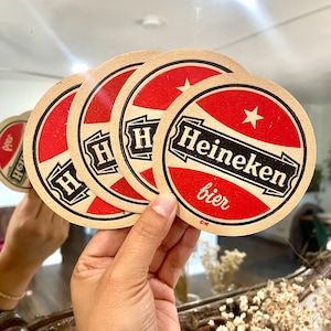 Breweriana Drink Coasters Vintage Heineken Imported Lager Coaster Set of 4
