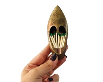 Brass Magic Elf Slipper & Matches Holder Large 5.12"