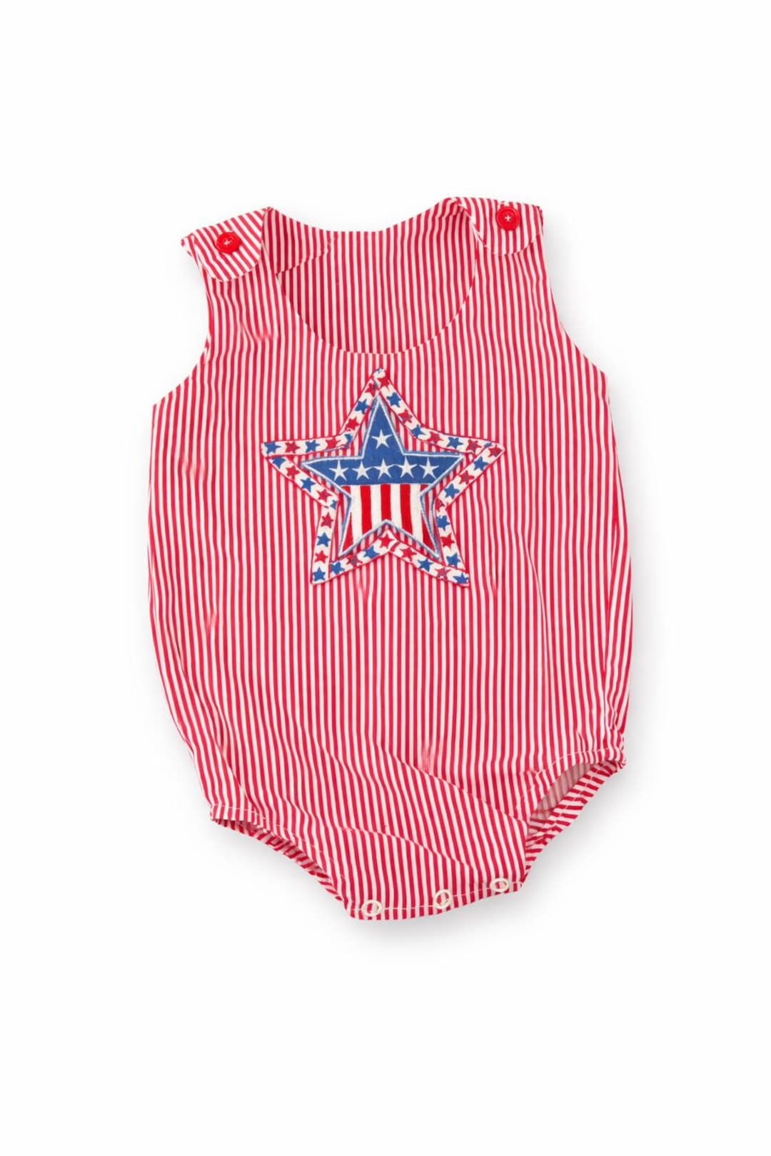 Vintage Patriotic Baby Romper | 0–3 Months Infant Onesie | Red