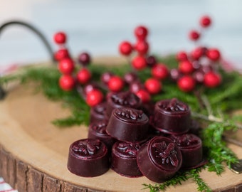 6 Piece Cranberry Scented Beeswax Melts Hand Poured by Hubbardston Candle Company