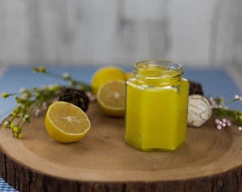 12 oz Limón Perfumado 100% Cera de Abeja Vela de Jarra Ecológica