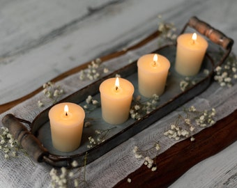 Unscented White 100% Beeswax Votive Candles Hand Poured By Hubbardston Candle Company