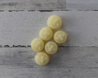 6 Piece Peppermint Patty Scented Beeswax Melts, Long Lasting Scented Round White Melt, Beeswax Tart, Flameless Candle