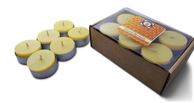 24 Pack Pure Beeswax Tealight Candles, Tea Light Candles Bulk Pack. All-Natural Hand Poured Eco-Friendly Tealights Natural Honey Scented image 2