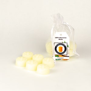 6 Piece Coconut Scented Beeswax Melts Hand Poured by Hubbardston Candle Company