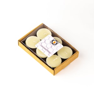 6 Pack White Unscented Beeswax Tealight, Tea Light Candles Pack. All-Natural Hand Poured Eco-Friendly Tealights image 2