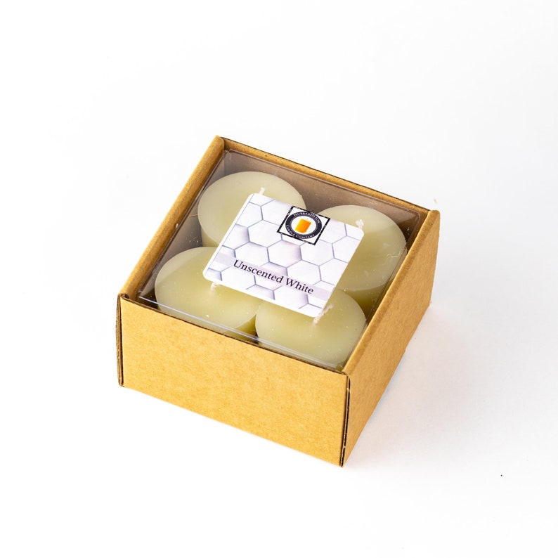 Unscented White 100% Beeswax Votive 4 Pack zdjęcie 2