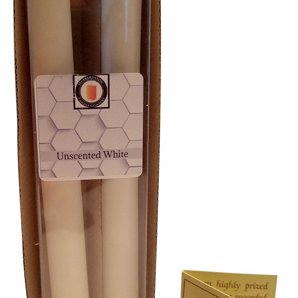 10 inch Natural White Beeswax Taper Candle Set | Beeswax Candle | Cotton Wick Candle | Taper Candle | Unscented | Dripless Candles