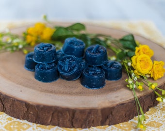 12 Piece Sapphire Blue Scented Beeswax Melts Hand Poured by Hubbardston Candle Company