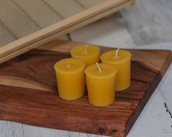 Paquete de 6 velas votivas de cera de abeja 100% natural