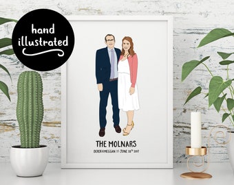 Custom Portrait 1st Wedding Anniversary Gift for Husband Wife First Anniversary Gift Portrait from Photo