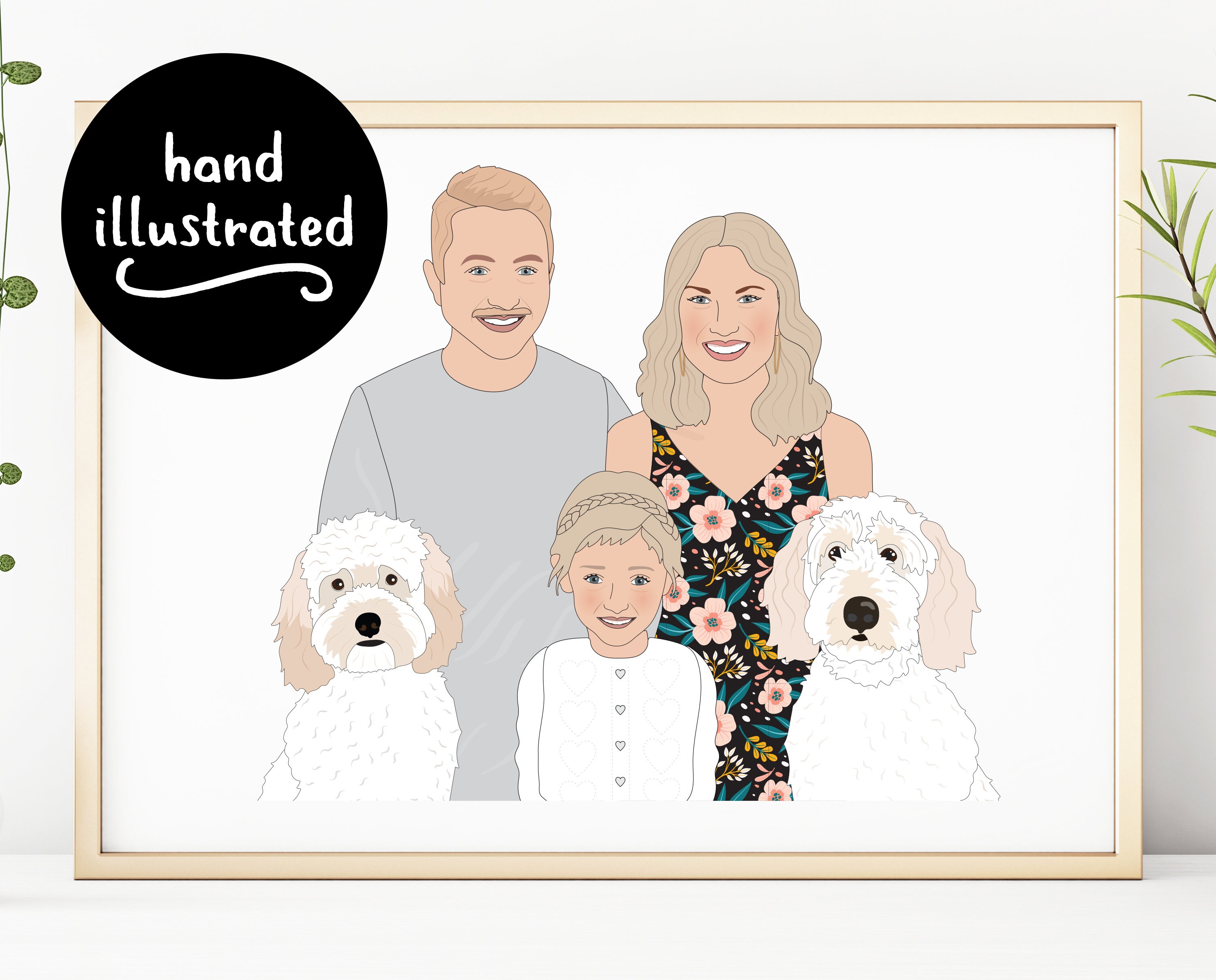 Custom Family Portrait Illustration - Personalised Family Portrait Il…