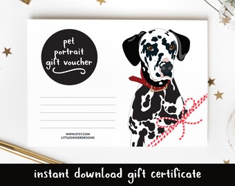 Custom Portrait of Pet Personalised Portrait Hand Drawn Illustration from Photo of Dog Cat Gift for Pet or Animal Lover Gift Voucher