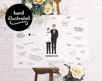 Wedding Guestbook Alternative - Wedding Custom Portrait Guestbook Illustrated Couple for Wedding Signatures and Best Wishes